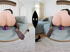 fuck, lustreality's huge dildo stretches her wide in vr!