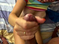 POV Wife's Socks Get Footjob Handjob Cum Blast