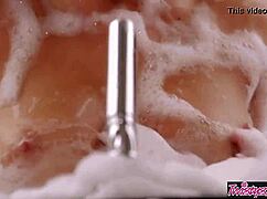 these brunette latina teens with big natural tits play lovers in the bathtub