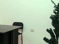 big ass stepmom bends over office desk decorating christmas tree for holiday fuck