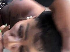 Thick Tatted Ebony Slut Slurps Massive BBC Outdoor Frenzy!