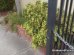 broke teen babe bends over outdoor for cash doggystyle pounding on big monster cock pov