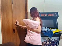 stepmom sneaks into dorm at night lifts miniskirt teaches submissive roommate ass worship taboo