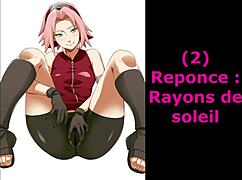 sakura gives anal jerk off instructions in french hentai femdom style