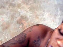 Thick Tatted Ebony Slut Slurps Massive BBC Outdoor Frenzy!