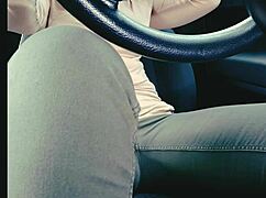 Trapped in traffic jam she desperately holds it but wets her jeans in humiliating accident