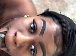 Thick Tatted Ebony Slut Slurps Massive BBC Outdoor Frenzy!