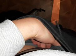 i spot stranger fingering hairy pussy on public toilet and we orgasm together
