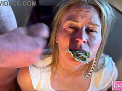 dollar bills crammed into her huge clit and soaked pussy before facial cumshot