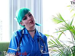hey blue haired nurse in lingerie gonna suck your cock so good today?? 😈