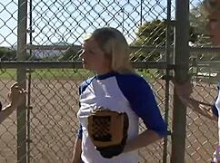 Two Baseball Players Threesome Naughty Blonde Lesbian