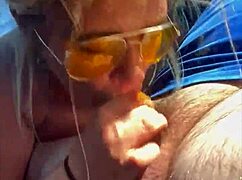 ever wonder how a blonde slut handles a huge public facial? she deepthroats bareback then takes doggystyle pounding on the street.
