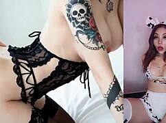 i can't stop jerking to this skinny goth girlfriend's massive tits and tight ass
