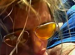 ever wonder how a blonde slut handles a huge public facial? she deepthroats bareback then takes doggystyle pounding on the street.
