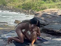 damn girl, i got my pussy stretched wide open on the beach by that giant cock!