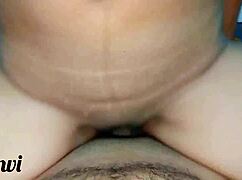 my cute stepsister hops on my cock, loving every second of her wild cowgirl ride