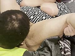 curvy amateur squirts wet pussy during homemade job interview and muff diving