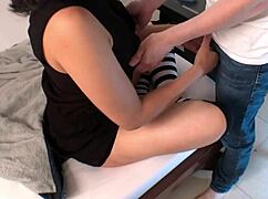 petite girlfriend pounds stepbrother hard after class!