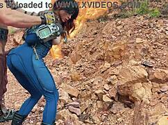 sweetie fox dresses as fallout girl and gets her tight pussy sucked then fucked outdoors by stranger for water