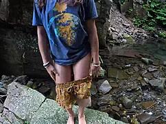 Perfect Amateur Ass Strips Bare and Fingers Juicy Pussy Outdoors