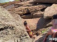 brazilian beach party turns steamy with big tits and asses almost caught