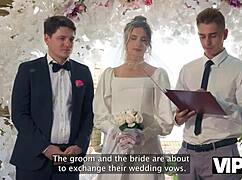 bride gets hard anal creampie fucked while wedding guests watch