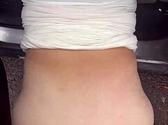 hooker bends over car hood bareback doggy deepthroat cum swallow no condom public
