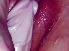 stepmom's super wet pussy glistens under sensual red lipstick glow