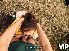 hey that crazy girl hiker picks up an old guy and fucks hard pov in the forest outdoors 🍃💦