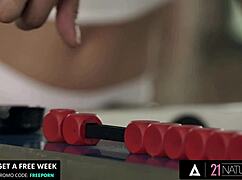 BEAT THAT! Anainda crushes foosball then CRUSHES his cock cowgirl with tight pussy, deepthroat and facial cumshot!