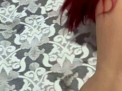 Stepson barebacks big tits redhead stepmom deepthroat face fuck cum swallow facial pov