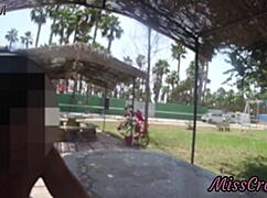 Stepfather's Huge Cock Groped in Public Park by Naked Daughter as Strangers Stare