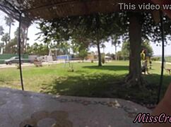 Stepfather's Huge Cock Groped in Public Park by Naked Daughter as Strangers Stare
