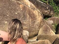 passersby freak out but she begs for ass fuck while sucking cock outdoors