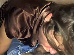French slut in satin dress and corset bends over for doggystyle pounding, blowjob, pussy lick, rimjob and dirty talk in homemade pov