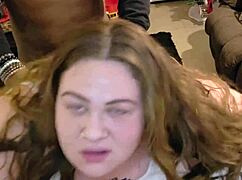 curvy white milf bent over takes big black cock doggystyle cum in mouth