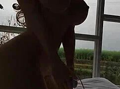 Redhead slut bounces on hard cock pov while fingering for cash
