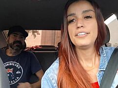 Redhead App Driver Spots Passenger Jerking Off and Fucks Him Hard in Car Creampie