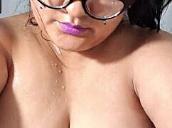 live shower with this huge titted bbw soaping her fat boobs and body 😍🛁💦