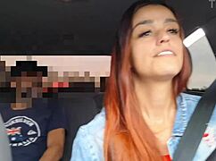 Redhead App Driver Spots Passenger Jerking Off and Fucks Him Hard in Car Creampie