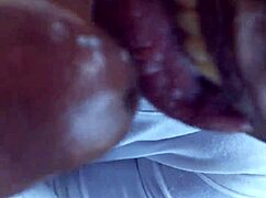 oiled black granny with big tits slurps monster black cock before cumshot blast