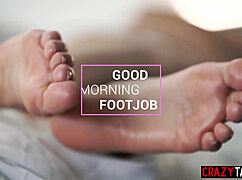 early morning delight as cute small tits milf rebecca volpetti gives steamy footjob