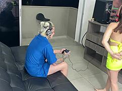 ohh my gamer stepbro's big cock fucks me rough doggystyle while he plays, blakeproductions