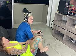 ohh my gamer stepbro's big cock fucks me rough doggystyle while he plays, blakeproductions