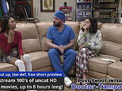 solana spreads shaved pussy wide for dr tampa's backstage university exam poke