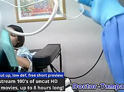 solana spreads shaved pussy wide for dr tampa's backstage university exam poke