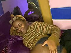 Naughty ebony girl gets her big ass spanked hard in solo worship