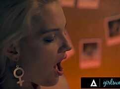cherie deville roughly licks and scissores kenna james' pussy with big tits