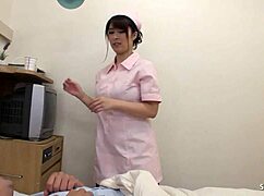 Japanese nurse blowjobs and titfucks two patients in hospital?