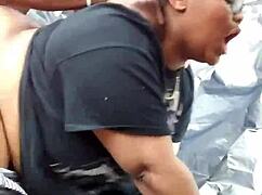 Nerdy fat ass ebony pounded hard by monster cock public park